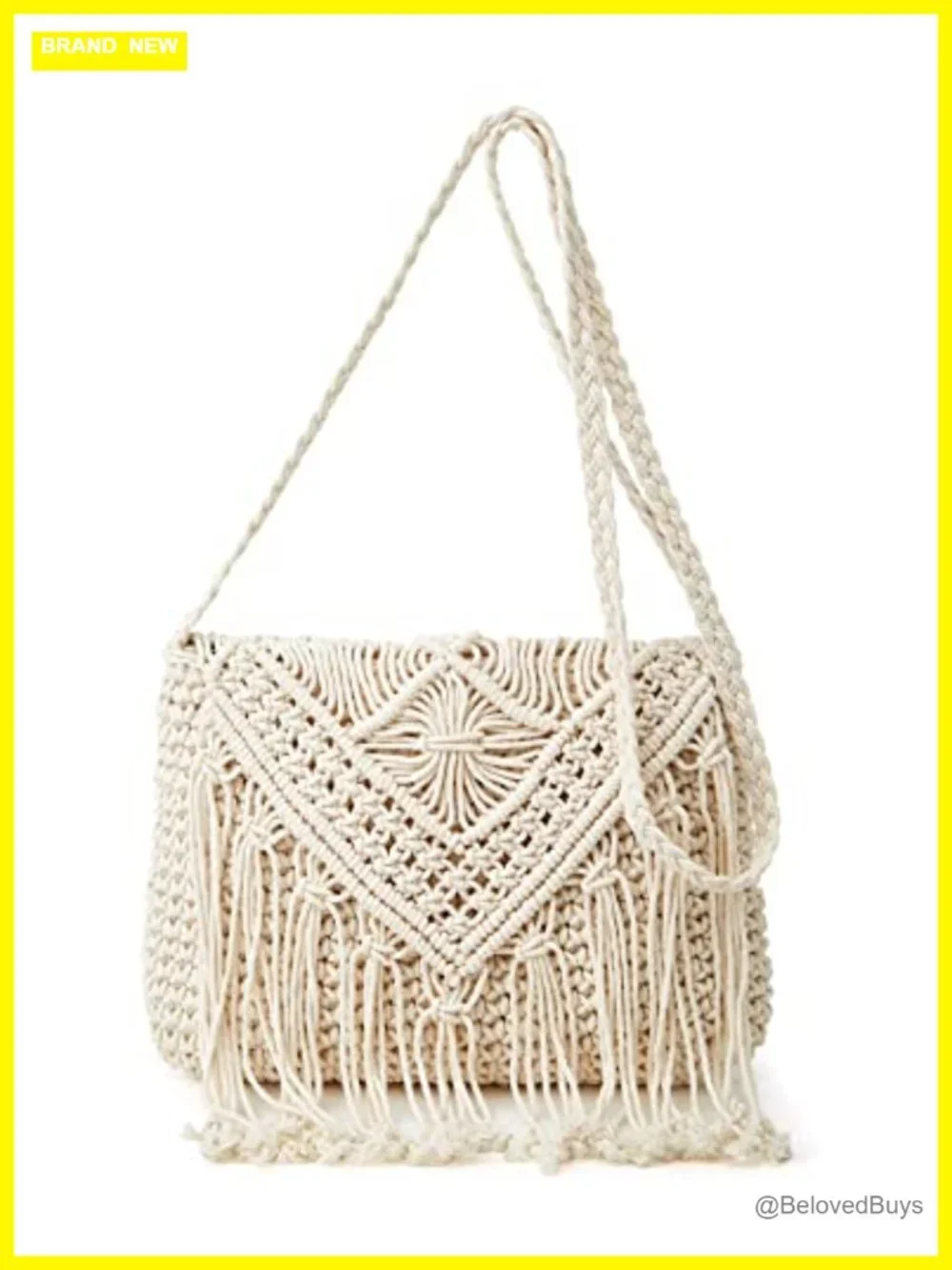 Macrame Hobo Satchel Bag Knit Summer Beach Crossbody Purse Tassels Shoulder